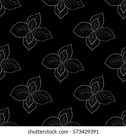 Mint peppermint fresh herb leaves plant hand drawn illustration. Sketch style. For traditional cuisine, medicine, treatment, cooking, gardening. Seamless pattern.