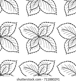 Mint peppermint fresh herb leaves plant ink hand drawn illustration. For traditional cuisine, medicine. Seamless sketch pattern for textile, wallpaper, covers, surface, print, wrapping, scrapbooking.