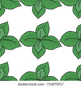 Mint peppermint fresh herb leaves plant ink hand drawn illustration. For traditional cuisine, medicine. Seamless sketch pattern for textile, wallpaper, covers, surface, print, wrapping, scrapbooking.