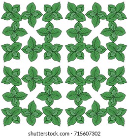 Mint peppermint fresh herb leaves plant ink hand drawn illustration. For traditional cuisine, medicine. Seamless sketch pattern for textile, wallpaper, covers, surface, print, wrapping, scrapbooking.