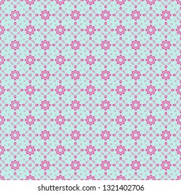 Mint pink abstract geometric background floral mandala seamless vector pattern