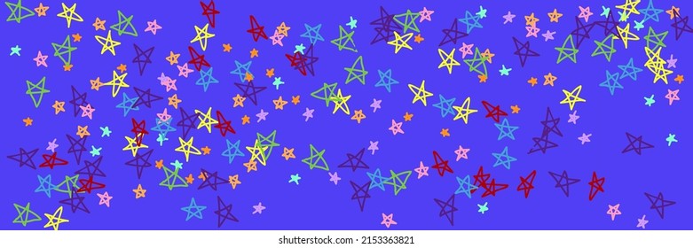 Mint Pink Colorful Pastel Turquoise Green Red Picture. Stars Dark Violet Multicolor Yellow Orange Childish Bright Background. Rainbow Chaotic Kids Purple Naive Vivid Vibrant Handdrawn Stars.