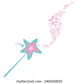 Mint and pink Magic wand isolated on White background. vector illustration