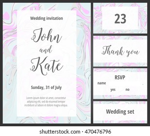 Mint and pink wedding invitation printable template set