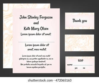 Mint and pink wedding invitation printable template set