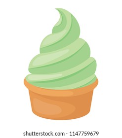 
Mint or pistachio flavoured soft serve ice cream 
