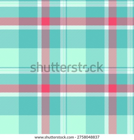 Mint plaid seamless texture, grunge textile tartan pattern. Jpg fabric check background vector in teal and mint colors palette.