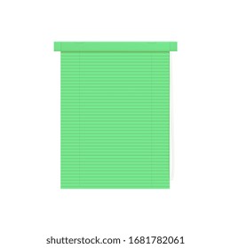 Mint plastic venetian blinds or jalousie, 3d realistic vector illustration mockup isolated on white background. Home or office rolling curtains design template.