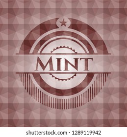 Mint red seamless badge with geometric background.