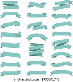Mint Ribbon Big Set Isolated With Gradient Mesh  Vector Illustration