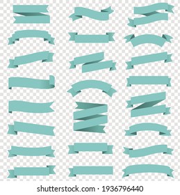 Gran Conjunto De Cinta De Mint Fondo Transparente Aislado Con Malla De Gradiente, Ilustración De Vectores