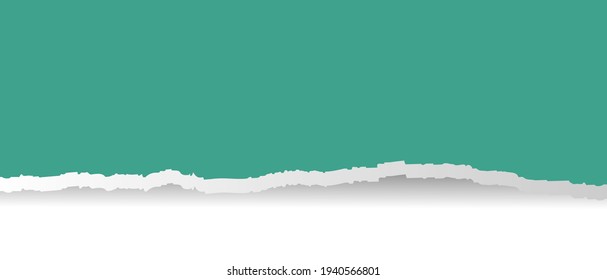 Mint Ripped Paper Isolated White Background, Vector Illustration