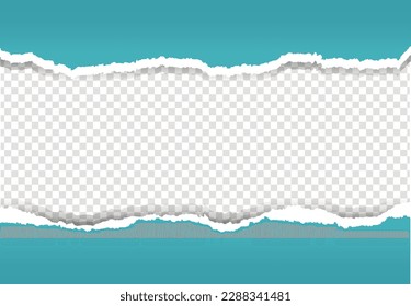 Mint Ripped Paper And Transparent Background 
With Gradient Mesh, Vector Illustration