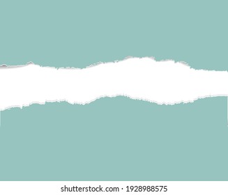 Mint Ripped Paper With White Background With Gradient Mesh, Vector Illustration