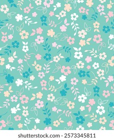 MINT SEAMLESS DISTY FLORAL VECTOR PATTERN 