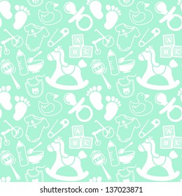 Mint seamless pattern about babies