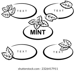 Mint set. Collection mint leaves frame. Vector