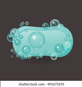 Mint Soap Vector Illustration. Foam Bubbles. Soap Suds.