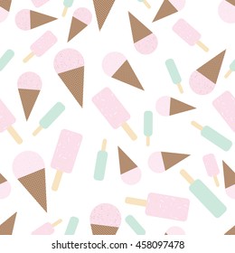 Mint and strawberry icecream seamless pattern