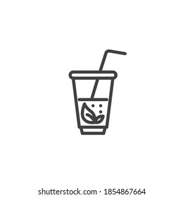 Minze Teebecher-Ikone. Fresh Drink linearen Stil Zeichen für mobiles Konzept und Web-Design. Mojito Cocktail Glas Umriss Vektorsymbol. Symbol, Logo-Abbildung. Vektorgrafik
