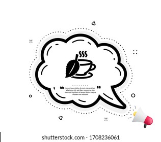 Mint Tea icon. Quote speech bubble. Fresh herbal beverage sign. Cup of drink symbol. Quotation marks. Classic mint tea icon. Vector
