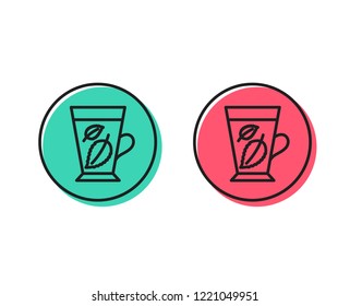 Mint Tea line icon. Fresh herbal beverage sign. Mentha leaves symbol. Positive and negative circle buttons concept. Good or bad symbols. Mint leaves Vector