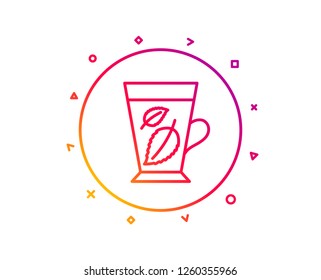 Mint Tea line icon. Fresh herbal beverage sign. Mentha leaves symbol. Gradient pattern line button. Mint leaves icon design. Geometric shapes. Vector