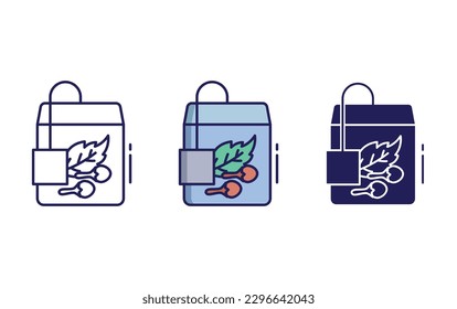 mint tea line and solid illustration icon