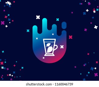 Mint Tea simple icon. Fresh herbal beverage sign. Mentha leaves symbol. Cool banner with icon. Abstract shape with gradient. Vector