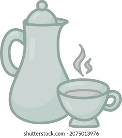 Mint teapot and cup of tea 
