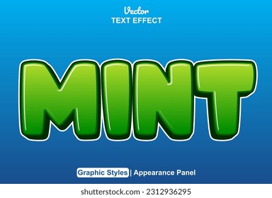 mint text effect with green color graphic style and editable.