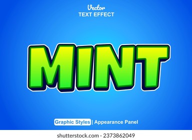 mint text effect with green color graphic style and editable.
