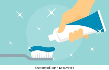 Mint toothpaste banner. Flat illustration of mint toothpaste vector banner for web design