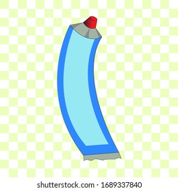 Mint toothpaste is dental product for personal oral hygiene at home in the bathroom. Large tube. Color vector isolated flat doodle realistic cartoon drawing with black outline on  background icon