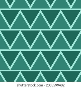 Mint triangles pattern. Vector repeated triangle in green mint color.