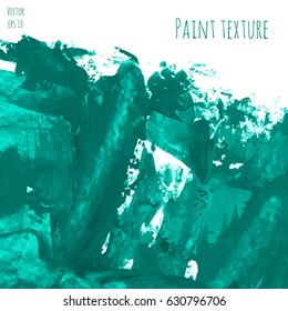 Mint, turquoise vector blue hand paint texture background. Abstract acrylic backdrop with dry brush strokes, stains and spots. Watercolor frame for creative design with place for text or logo.