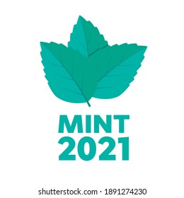 Mint vector drawing. Mint leaves vector logo