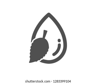 Mint water drop icon. Clean aqua leaf sign. Liquid symbol. Quality design element. Classic style icon. Vector
