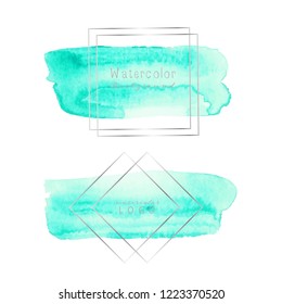 Mint watercolor background, Pastel watercolor logo, Vector illustration.