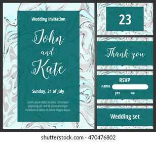 Mint wedding invitation printable template set