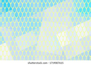 Mint yellow abstract vector background. Fish scale pattern over colorful abstraction. Pastel mermaid pattern in web screen resolution. Elegant trendy backdrop for wedding decor or summer party flyer