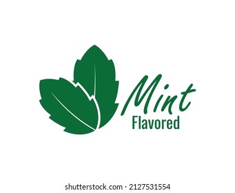 mint-flavored icon, logo with mint leaf vector illustration