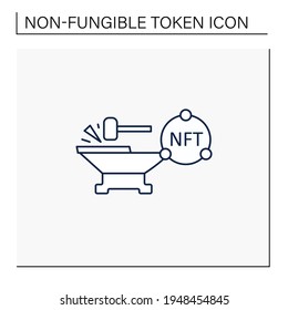 Minting line icon. Tokenizes digital asset on blockchain. Minting cryptocurrency. Digitalization concept. Isolated vector illustration.Editable stroke