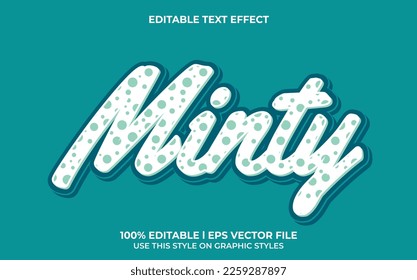 Minty editable text effect template. design with 3d style use for business brand and logo