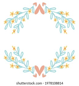 Minty floral frame with pink heart