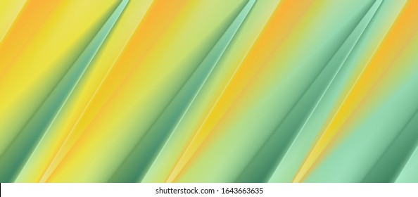 Minty green and yellow smooth stripes abstract modern background. Liquid gradients vector design