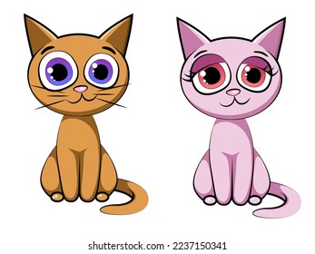 Minu Cartoon Kitty Characters. Vector Illustration