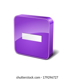 Minus 3d Rounded Corner Violet Vector Icon Button