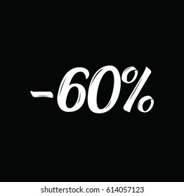 minus 60 percent, text design. Vector calligraphy. Typography poster. Usable as background.