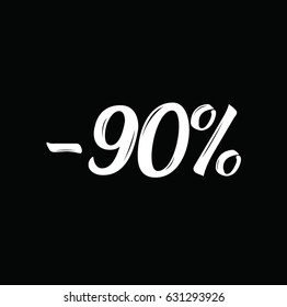 minus 90 percent, text design. Vector calligraphy. Typography poster. Usable as background.